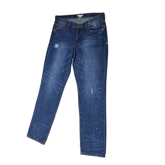 GB Womens Distressed Blue Denim Jeans M Straight Fit Casual Cotton Stretch - Picture 1 of 7